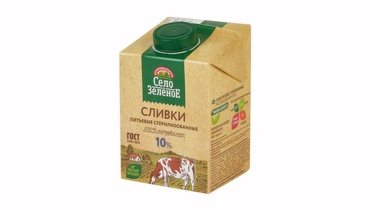 Изображение товара Сливки питьевые Село Зеленое стерилизованные 10% 500 г
