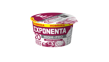 Изображение товара Продукт кисломолочный Exponenta High-Pro со вкусом вишня-пломбир обезжиренный 160 г