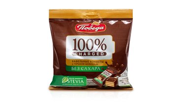 Изображение товара Конфеты вафельные Победа вкуса Чаржед в горьком шоколаде без сахара 150 г