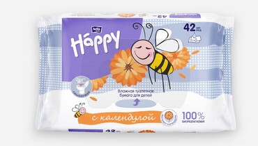 Изображение товара Бумага туалетная влажная детская bella baby Happy с экстрактом календулы 42 шт