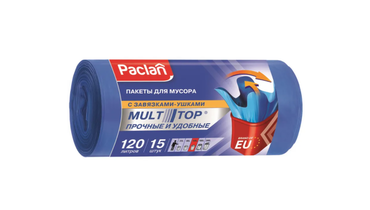 Изображение товара Мешки для мусора Paclan Multitop Top 120 л 24мкм (70х110см) 15 шт