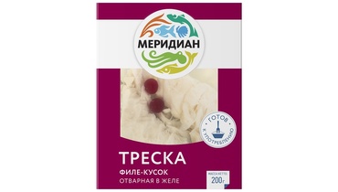 Изображение товара Треска Меридиан Атлантическая филе-кусок с кожей отварная в желе 200 г