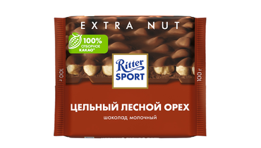 Изображение товара Шоколад молочный Ritter Sport с цельным лесным орехом 100 г