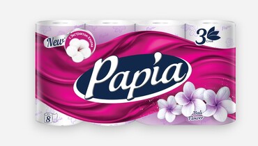 Изображение товара Туалетная бумага Papia Балийский Цветок 3-слойная, 8 рулонов, ароматизированная