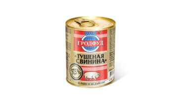 Изображение товара Консервированная тушеная свинина Гродфуд, 338 г, натуральный деликатес