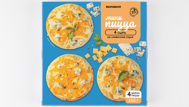Изображение товара Пицца мини 4 сыра на сливочном соусе ВкусВилл 220 г