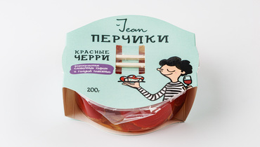 Изображение товара Перчики черри красные фаршированные сливочным сыром с голубой плесенью, 200 г