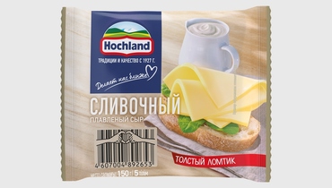 Изображение товара Сыр плавленый Hochland Сливочный 45% в ломтиках 150 г