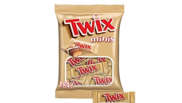 Изображение товара Шоколадные батончики Twix minis песочные с карамелью покрытые молочным шоколадом 184 г