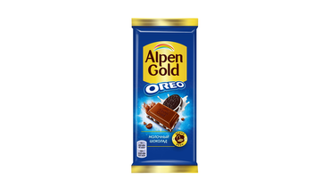 Изображение товара Шоколад молочный Alpen Gold Орео с начинкой со вкусом ванили и кусочками печенья 85 г