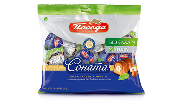 Изображение товара Конфеты шоколадные Победа вкуса Соната с лесным орехом без добавления сахара 200 г
