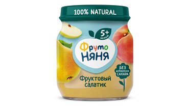 Изображение товара Пюре фруктовое ФрутоНяня Фруктовый салатик из яблок груш и персиков с 5 месяцев 100 г