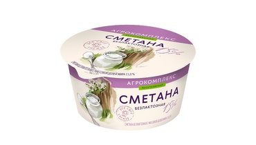 Изображение товара Сметана Агрокомплекс безлактозная 15% 180 г