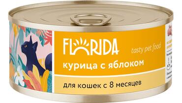 Изображение товара FLORIDA консервы Для кошек "Курица с яблоком", 100г