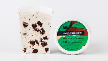 Изображение товара Сливочное мороженое 'Мятное с Брауни' 330 г от ВкусВилл