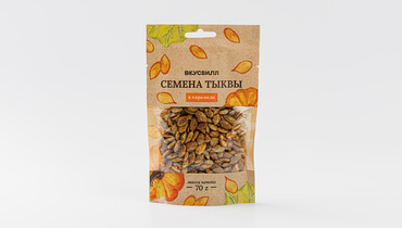 Изображение товара Семена тыквы в карамели ВкусВилл 70 г питательная сладкая закуска