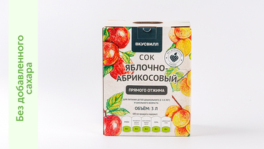Изображение товара Сок яблочно-абрикосовый прямого отжима, 3 л