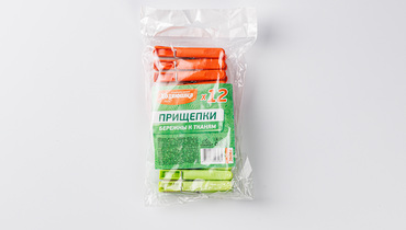 Изображение товара Набор прищепок из пластика с металлическим креплением 12 шт