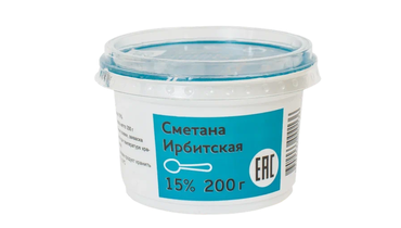 Изображение товара Сметана Ирбитский Молочный Завод Ирбитская 15% 200 г