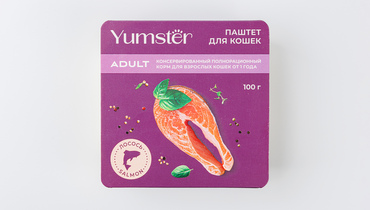 Изображение товара Корм влажный для взрослых кошек "Паштет с лососем" Yumster, 100 гр