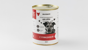 Изображение товара Корм влажный для собак с говядиной ж/б, 970 гр