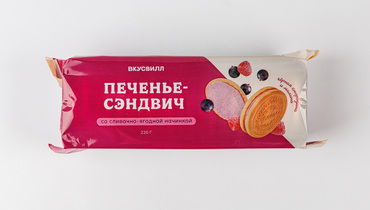Изображение товара Печенье-сэндвич со сливочно-ягодной начинкой