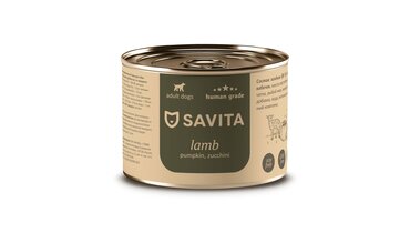 Изображение товара Консервы для собак SAVITA Ягнёнок с тыквой и кабачками 240 г натуральный корм