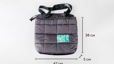 Изображение товара Сумка серая дутая ВкусВилл из плащевой ткани дюспо на молнии