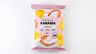 Изображение товара Чипсы из лаваша Креветка 80 г натуральная закуска с морским вкусом