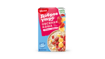 Изображение товара Каша овсяная Увелка с бананом и клубникой 5 шт х40 г