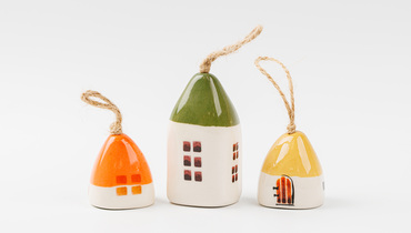 Изображение товара Набор колокольчиков Домики в пастельных тонах 3 шт декоративные миниатюры