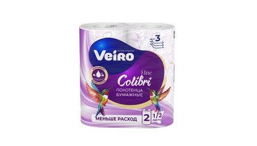 Изображение товара Полотенца бумажные Veiro Colibri 3-слойные 2 рулона