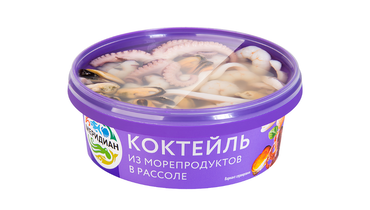 Изображение товара Коктейль из морепродуктов Меридиан в рассоле 270 г природный деликатес