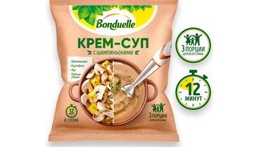 Изображение товара Смесь овощная Бондюэль крем-суп с шампиньонами замороженная 350 г