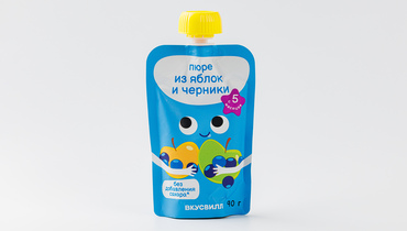 Изображение товара Пюре из яблок и черники, 90 г