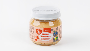 Изображение товара Пюре из кролика для малышей 80 г ВкусВилл гипоаллергенное натуральное питание