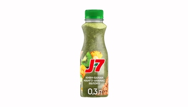 Изображение товара Смузи J7 Яблоко-Ананас-Банан-Киви-Манго полезный перекус со злаками 300 мл