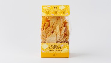 Изображение товара Печенье с пармезаном, кунжутом и чесноком 110 г ВкусВилл - хрустящая соленая выпечка