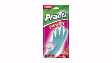 Изображение товара Перчатки резиновые Paclan Practi Extra Dry с флокированным покрытием размер М