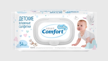 Изображение товара Салфетки влажные детские Smart Baby Comfort №54 с пластиковым клапаном 54 шт