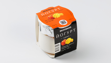 Изображение товара Йогурт Персик-манго-апельсин 5 процентов трёхслойный в стеклянной баночке