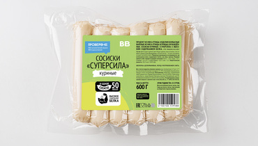 Изображение товара Сосиски куриные "Суперсила", 600 г