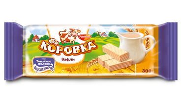 Изображение товара Вафли Коровка Топленое молоко 300 г - хрустящее лакомство с молочно-сахарным вкусом