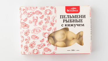 Изображение товара Рыбные пельмени с кижучем ВкусВилл, 500г
