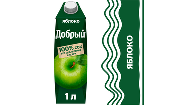 Изображение товара Сок Добрый Яблоко 1 л - натуральный без добавок