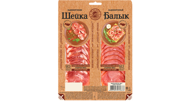 Изображение товара Мясное ассорти из свинины Мясная история Шейка Балык сырокопченое 100 г