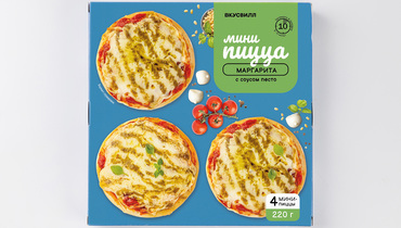 Изображение товара Пицца мини Маргарита с соусом песто от ВкусВилл, 220 г