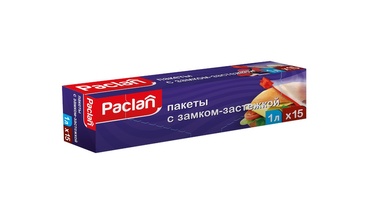 Изображение товара Пакет для продуктов Paclan с замком-застежкой 22х18см 1 л 15 шт