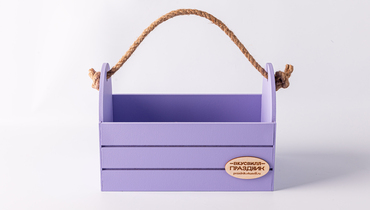 Изображение товара Малый подарочный ящик лавандового цвета из МДФ с джутовым шнуром