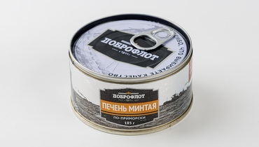 Изображение товара Печень минтая По-приморски 185 г ВкусВилл натуральная рыбная паста